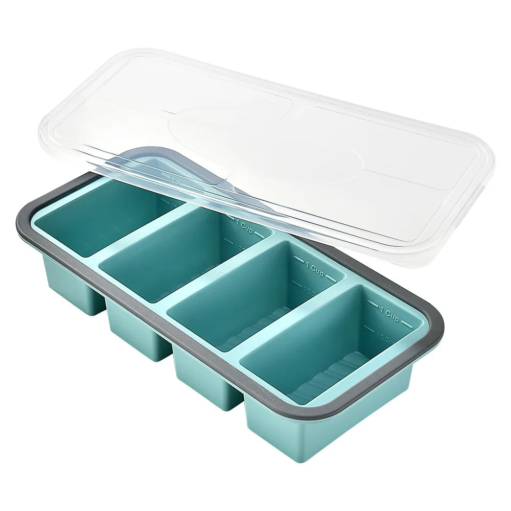 New Freeze Preservation Mold Giant Large Silicone Ice Cube Tray Mold with Lid Food Storage Container Baking Mold Kitchen Tool