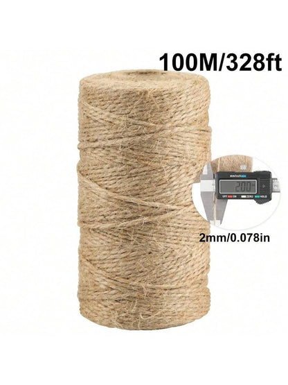 Natural Jute Rope 2mm 164ft, 328ft Odorless, Cat Scratching, Home Decor, Biodegradable, Decorative, Pet Friendly - Handmade D