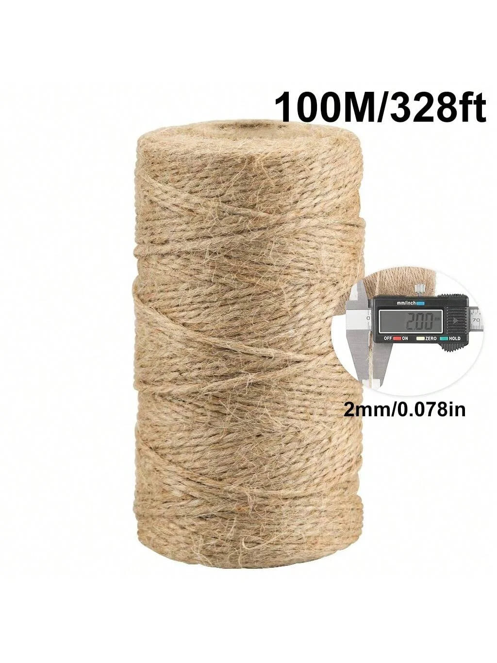 Natural Jute Rope 2mm 164ft, 328ft Odorless, Cat Scratching, Home Decor, Biodegradable, Decorative, Pet Friendly - Handmade D