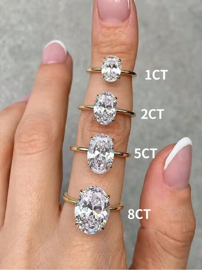 925 Sterling Silve 1-8CT Zircon Gorgeous Shiny Oval Stone Ring For Women Engagement Wedding Luxury Fine Jewelry