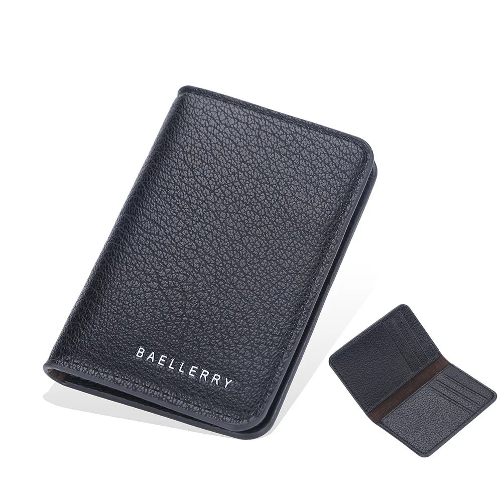 Baellerry Slim Compact Luxury Brand Wallet Men Soft Leather Credit Card Holders Wallet for Men Small ID Card Case Cardholder 