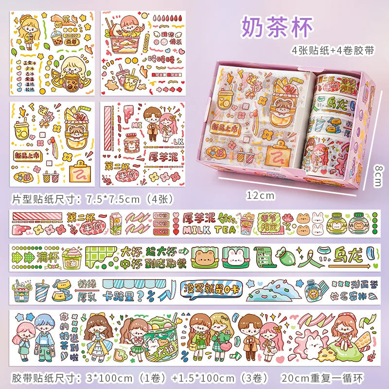Masking Tape Set, Cute Kawaii Washi Tape, Decorative Masking Tape for Scrapbooking, DIY Crafts, Aesthetic Note Decor, Animal 