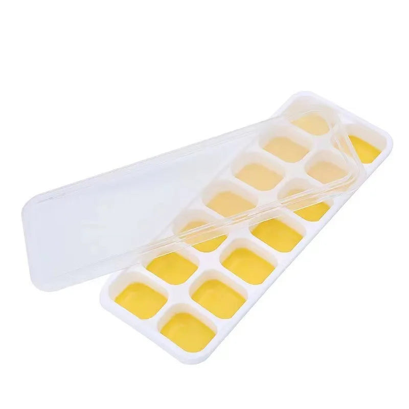 14-Grid Ice Cube Trays Silicone Ice Mold with Removable Lid DIY Homemade Popsicle Mould for Cocktail Freezer Kitchen Bar Tool