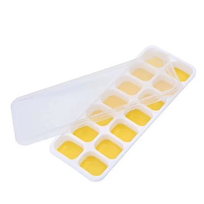 14-Grid Ice Cube Trays Silicone Ice Mold with Removable Lid DIY Homemade Popsicle Mould for Cocktail Freezer Kitchen Bar Tool