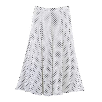 KONDALA Vintage Polka Dot Women Sets Chiffon Bow Tie Loose Blouses Loose Long Skirts Fashion 2026 Spring Summer Holiday Suits