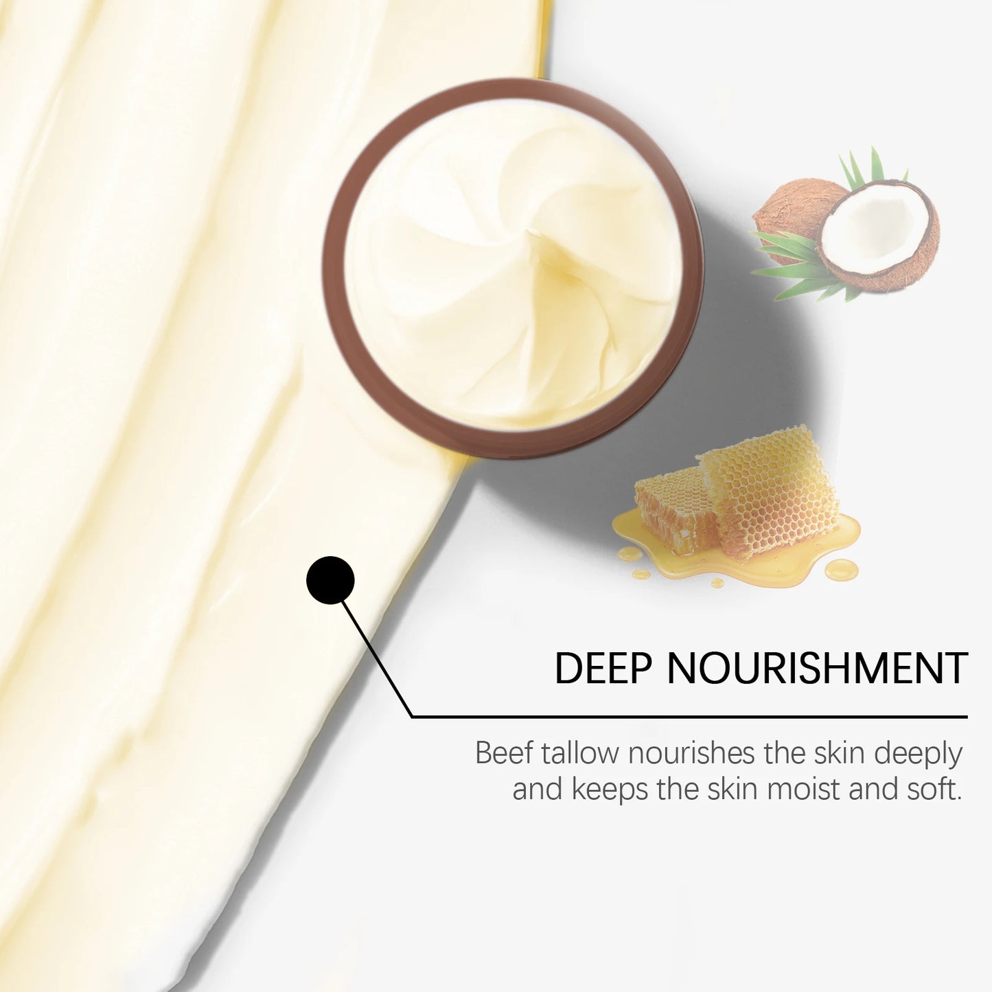 Beef Tallow Face Cream Lasting Moisturizing Soothing Facial Skin Firming Increase Facial Elasticity Nourishing Smooth Skin Ca