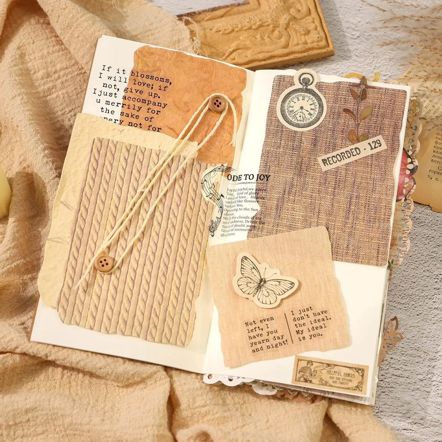 28 pcs Vintage 3D texture Material paper for Planner Decorative Diary Scrapbooking Background paper handmade Craft Supplies