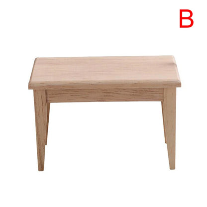 1/12 Miniature Dollhouse Furniture Wooden Dining Table Chair Simulation Toy - Table