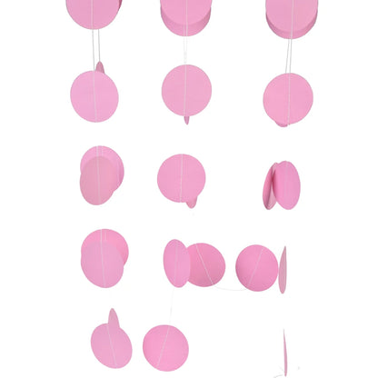 400cm Pink White Flag Banner Circle Paper Bunting Garland, Extra Sparkle for Wedding Teepee Deco Birthday Party Nurser