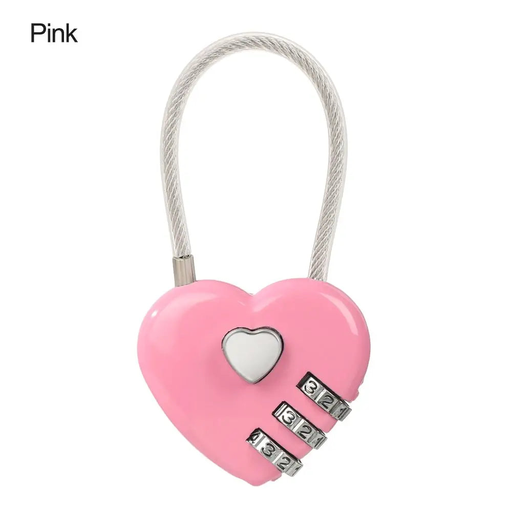 Heart Shaped 3 Digit Password Lock Luggage Travel Suitcase Locker Case Supply Code Drawers Padlock Security Tool Accessories 