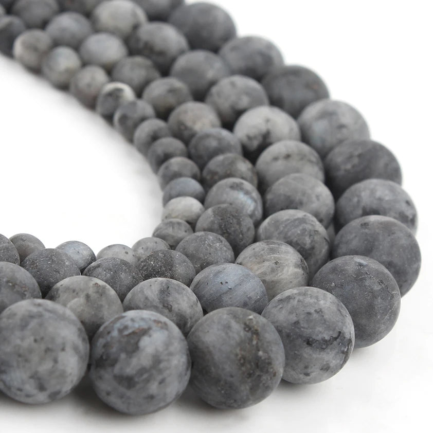 4-14mm Natural Black Volcanic Lava Stone Round Beads 15" Pick Size For Jewelry Making diy Bracelet - Matte Labradorite / 12mm