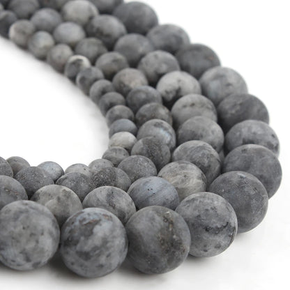 4-14mm Natural Black Volcanic Lava Stone Round Beads 15" Pick Size For Jewelry Making diy Bracelet - Matte Labradorite / 12mm