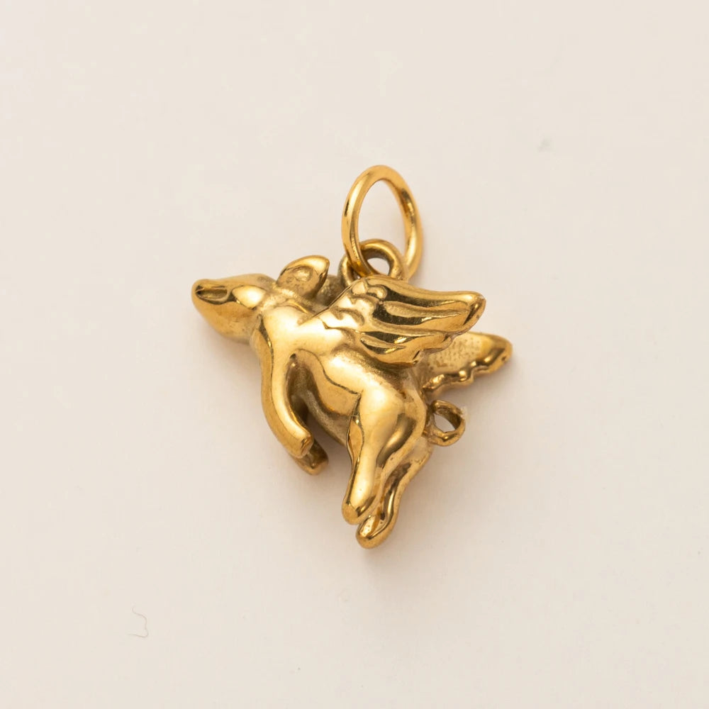 Animal Series Pendant Stainless Steel DIY Small Pendant Vacuum Plated 18K Gold Color Preserving Accessory in Furnace - Fliggy
