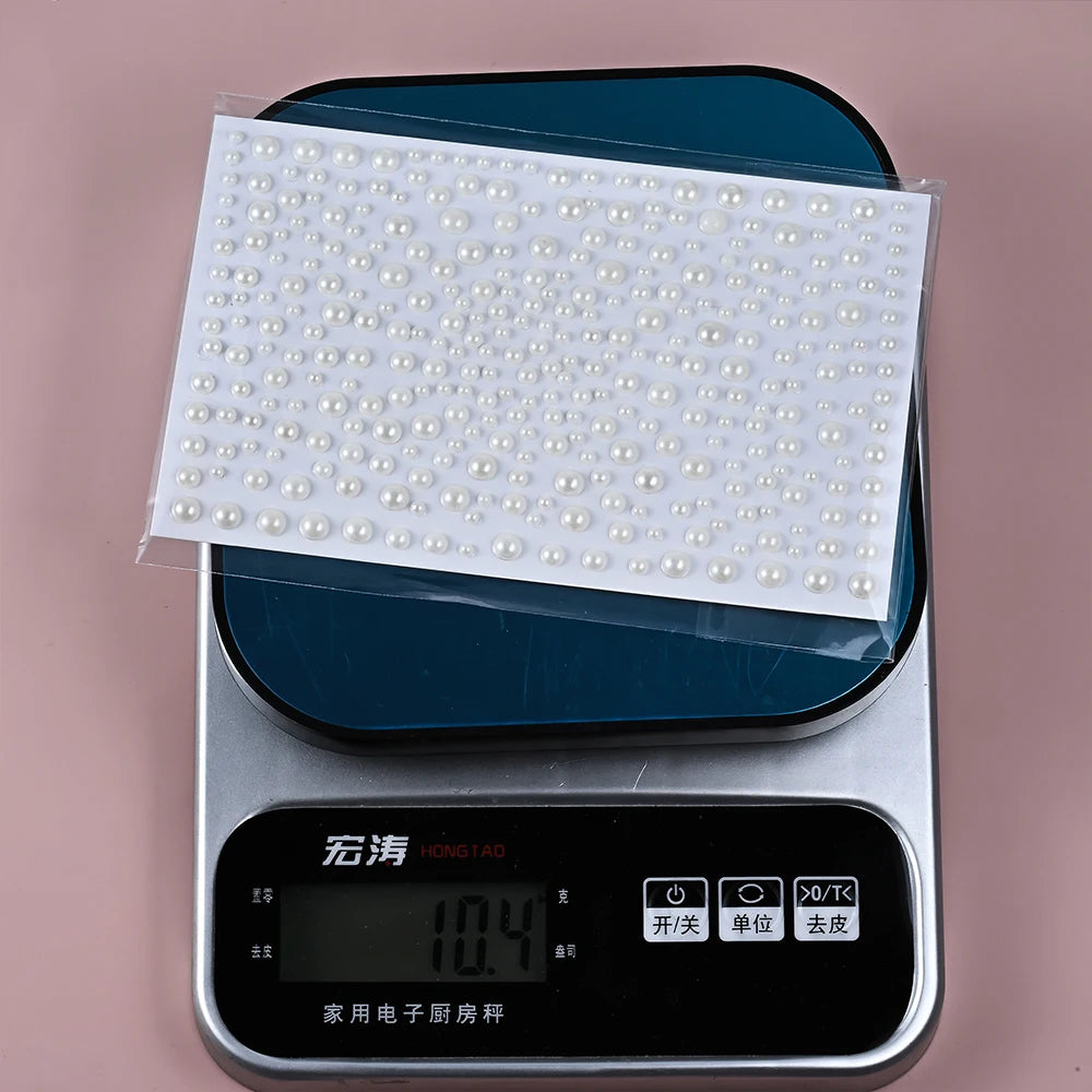 1/3/5 Sheet 3D White Pearl Eyes Face Tattoo Self Adhesive 3D Face Gem Jewels Eyeshadow Stickers Round Pearls Makeup Rhineston