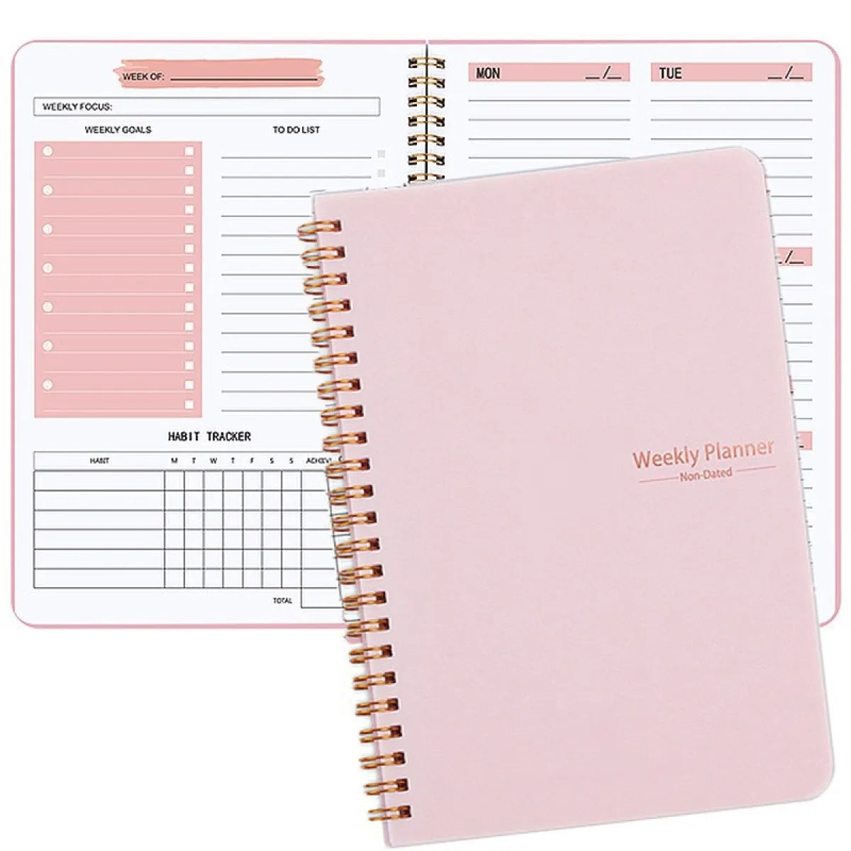 2026 Tree Pattern Spiral Bound Weekly Planner & Notebook & Schedule Organizer, Stationery For Office & School & Study, Plan B