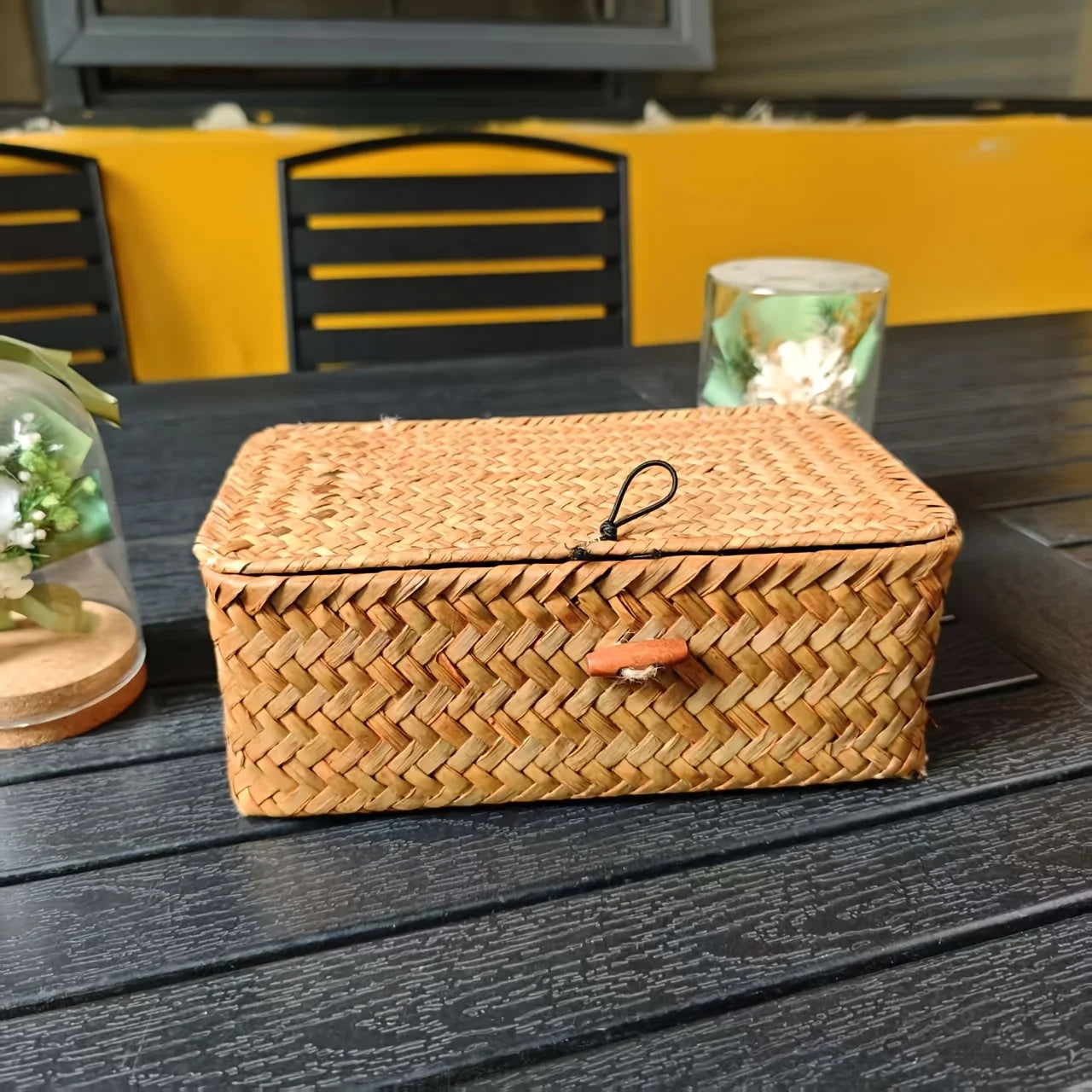 Woven Vintage Storage Rack Basket Boho Pastoral Home Decor Covered Storage Box Desktop Miscellaneous Storage Box Pastoral Bas