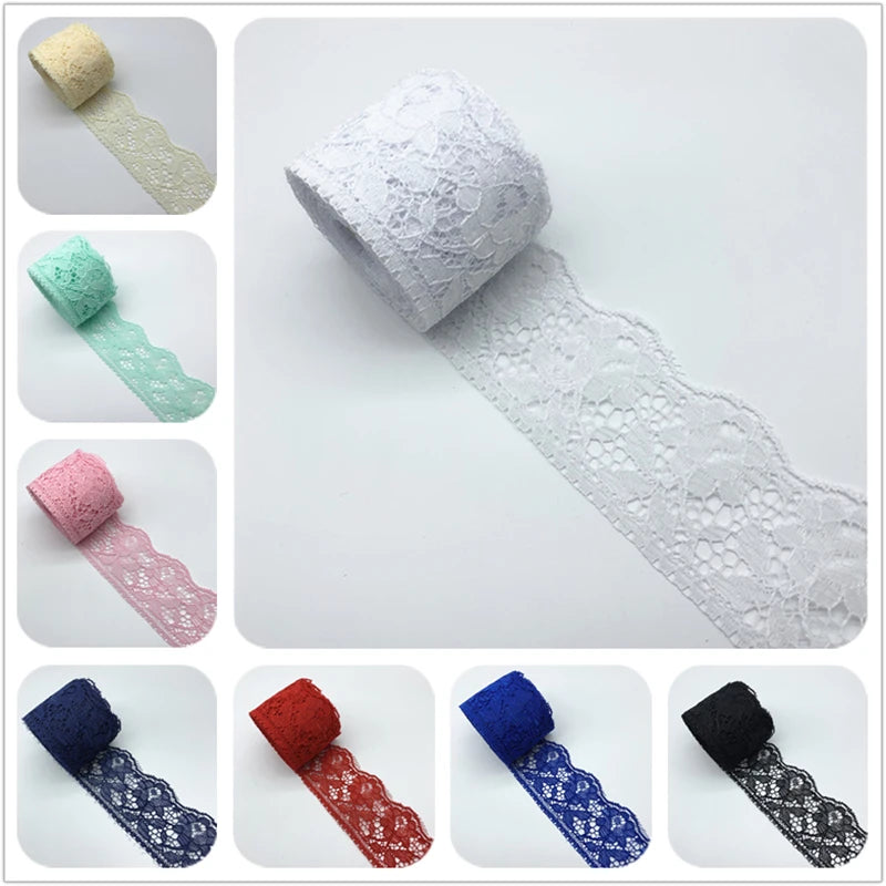 5yards/Lot 60mm Lace Ribbon Handicrafts Embroidered Net Lace Fabric Trim For Sewing Fabric Lace Ribbon Skirt Accessories