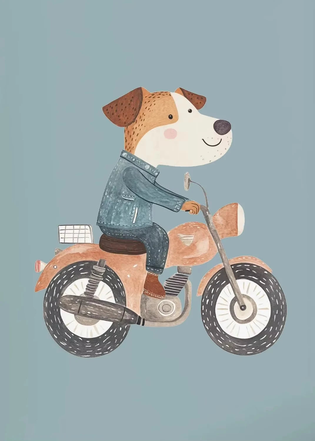 Minimalist Cute Skateboard Animal Wall Art Dog, Lion, Crocodile, Tiger, Bear, and Car Canvas Print Home Decor for Kids' Rooms