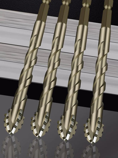 High-Four-Edged Serrated Eccentric Drill for Dry Drilling of Ceramic Tiles, Glass, Marble, Concrete, Stainless Steel Drill Bi