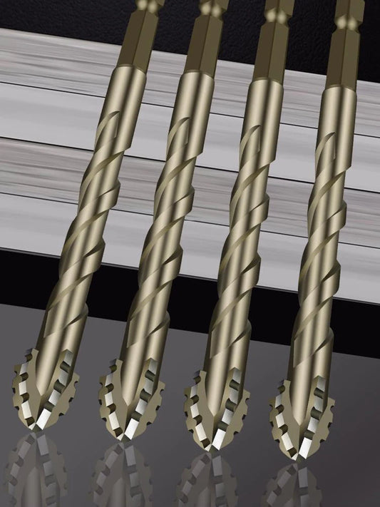 High-Four-Edged Serrated Eccentric Drill for Dry Drilling of Ceramic Tiles, Glass, Marble, Concrete, Stainless Steel Drill Bi
