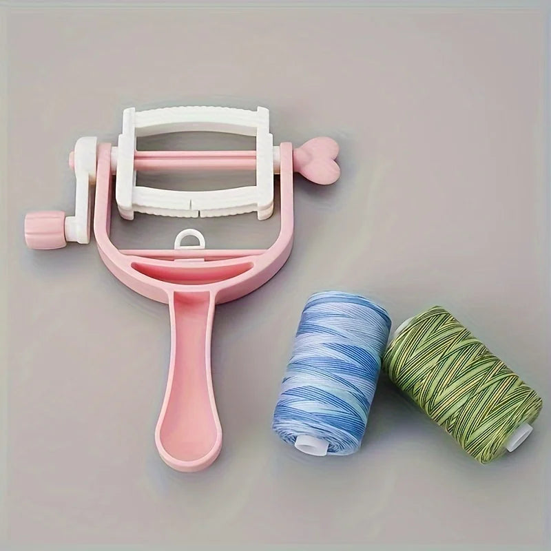 Pom Maker, Handheld Fringe Tool, DIY Yarn Ball Winder, Mini Tassel Craft Kit with Hand Crank