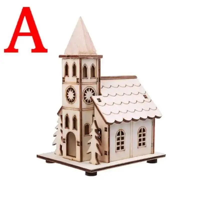 Christmas LED Light Wooden House Luminous Cabin Merry Christmas Decorations For Home DIY Xmas Tree Ornaments Kids Gift New Ye