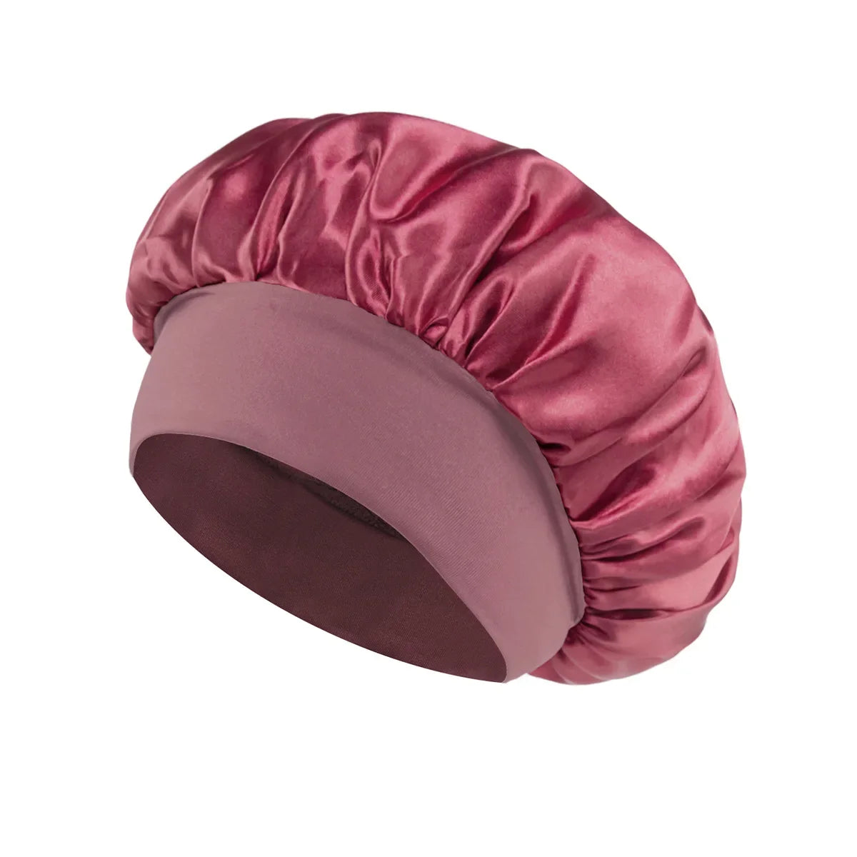 Women Satin Bonnet Hair Bonnet for Sleeping Hair Care Silk Bonnets Solid Wide-brimmed Sleeping Hat with Elastic Soft Band - l