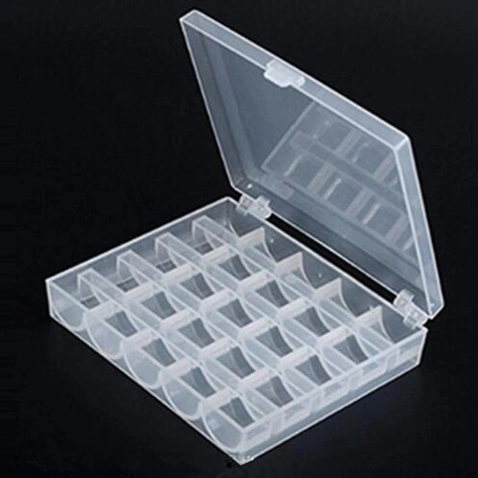 1pc Sewing Machine Bobbins Box, Empty Bobbin Storage Organizer, 25 Slots Transparent Plastic Storage Box For Home Sewing Acce