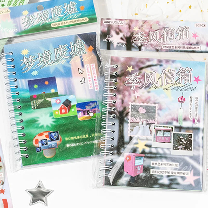 2Style 30 pieces/bag Time Reshaping Cut Film Coil Sticker Book Handbook Material Sticker DIY Photo Frame Scrapbook Notebook C