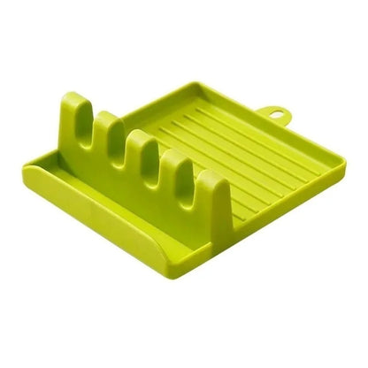 Kitchen Spoon Holders Fork Spatula Rack Shelf Organizer Plastic Chopsticks Holder Non-slip Spoons Pad - Green