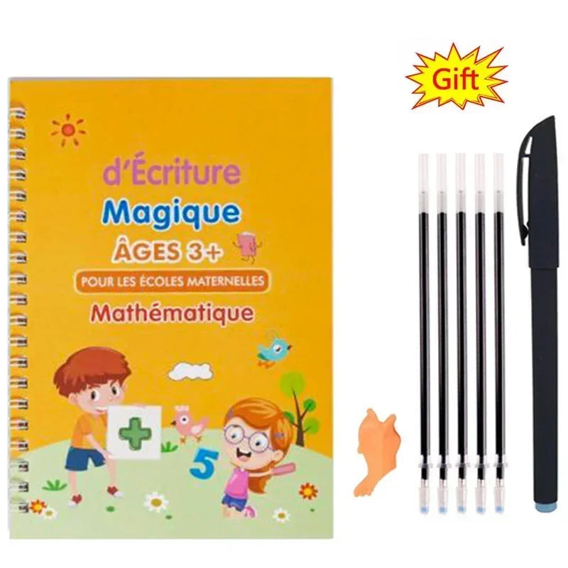French Magic Copybook Magic Book That Can Be Reused Learn Alphanumeric Drawing Math Writing Children Calligraphy Paperback - 