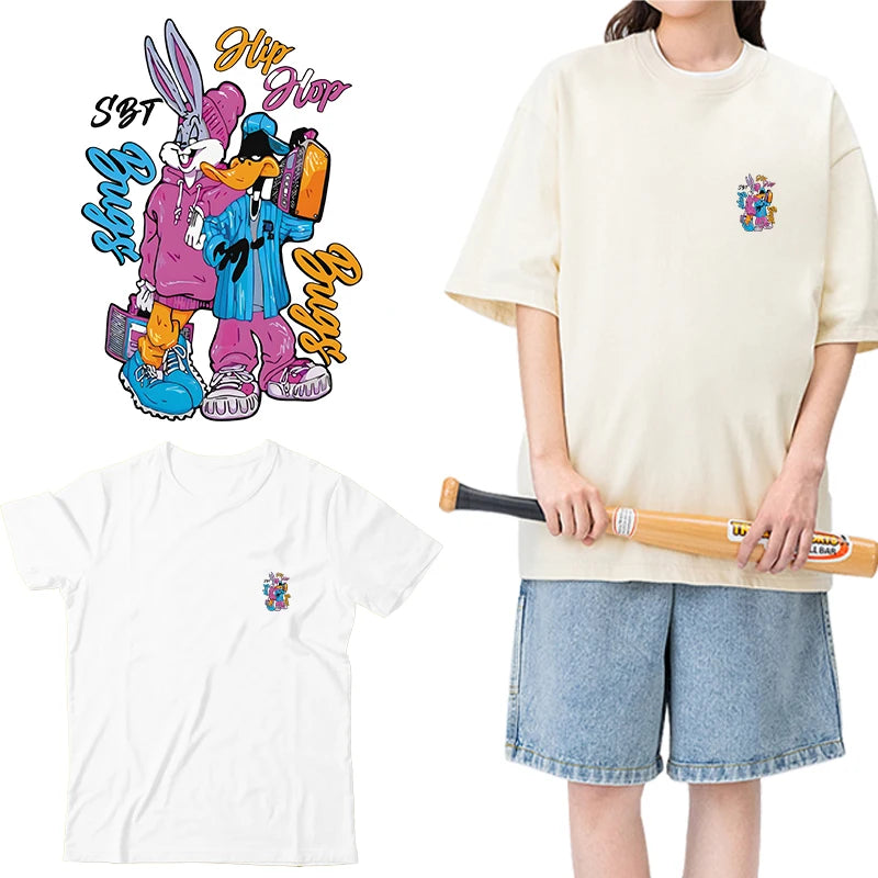 Cartoon Ducks and Rabbits DTF Transfers Ready to Press Iron on Transfers for T Shirts Patch Transfer Patches Clothes Iron Pat