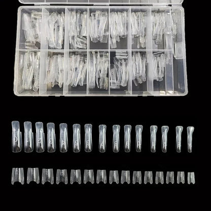 240 Pieces of Dual-Form Nail Forms - Nail Molds, Can Quickly Extend Nails, No Paper Forms Needed, 15 Sizes of Plastic Forms, 