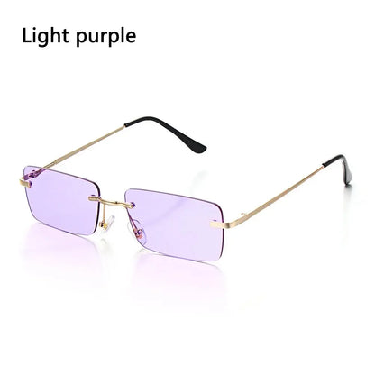 Trendy Punk Sunglasses Rimless Rectangle Sun Glasses for Men Women Fashion UV400 Driving Shades Frameless Gradient Eyewear - 