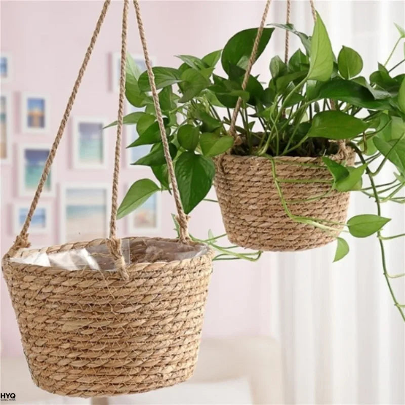 Garden Hanging Planter Macrame Plant Storage Basket Jute Rope Woven Indoor Outdoor Flower Pot Holder Plant Hangers Home Decor