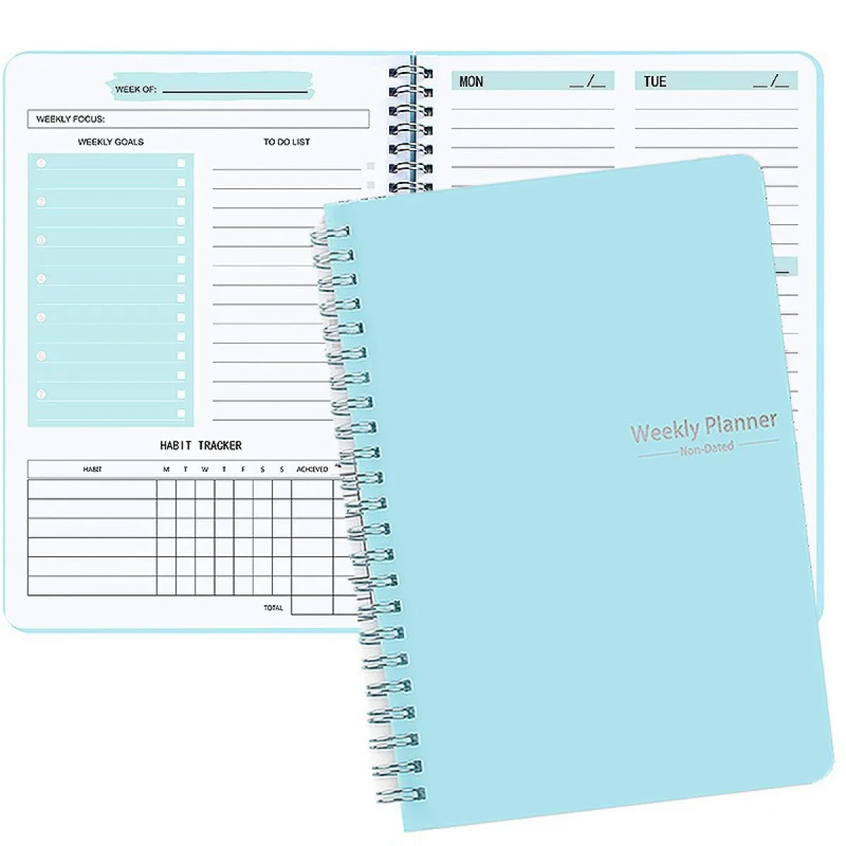2026 Tree Pattern Spiral Bound Weekly Planner & Notebook & Schedule Organizer, Stationery For Office & School & Study, Plan B