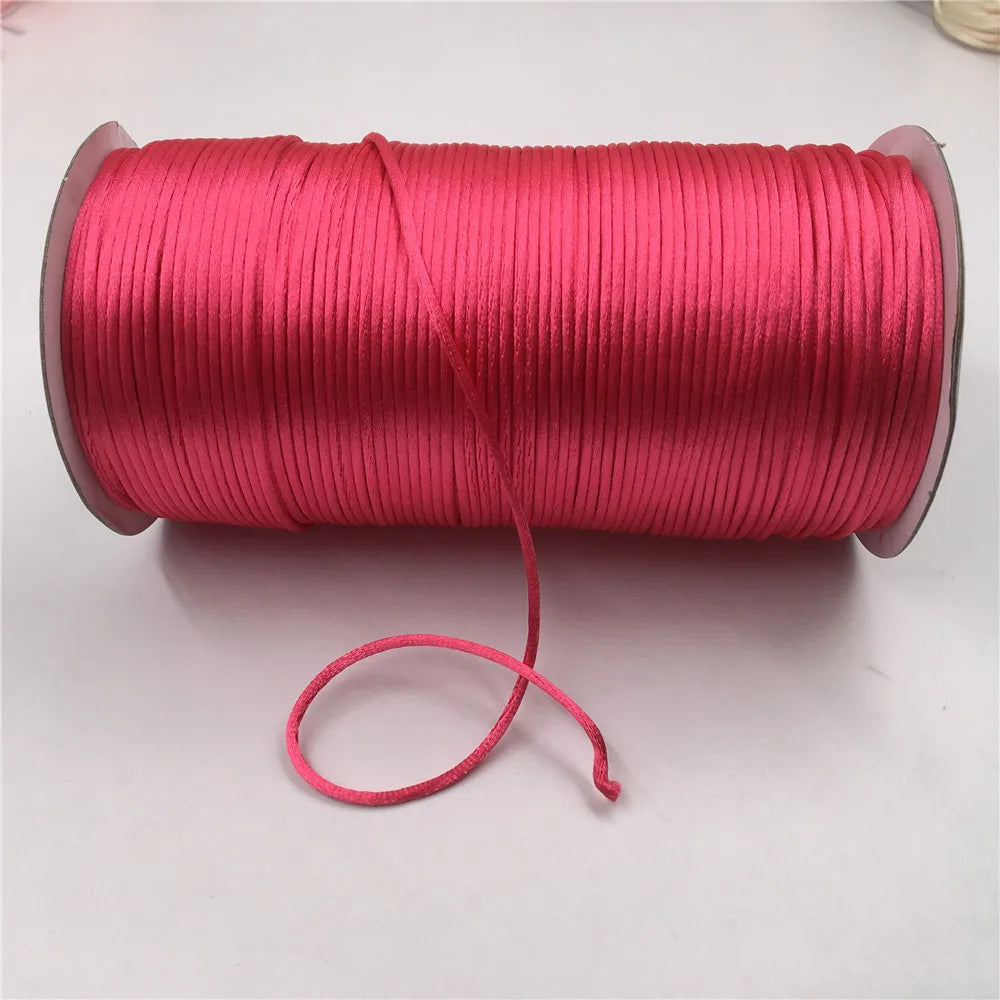 2mm Colorful Rattail Satin Cord Thread Chinese Knot Macrame Bracelet Braided String DIY Tassels Beading Thread 10-225meters -