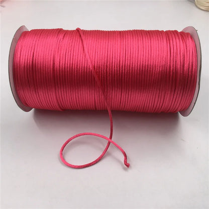 2mm Colorful Rattail Satin Cord Thread Chinese Knot Macrame Bracelet Braided String DIY Tassels Beading Thread 10-225meters