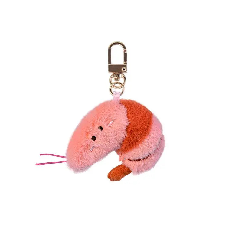Soft seafood Keychain Lobster Simulation Fluffy abalone lobster clam oyster Keyring Kawaii Cartoon Plush Pendant Birthday Gif