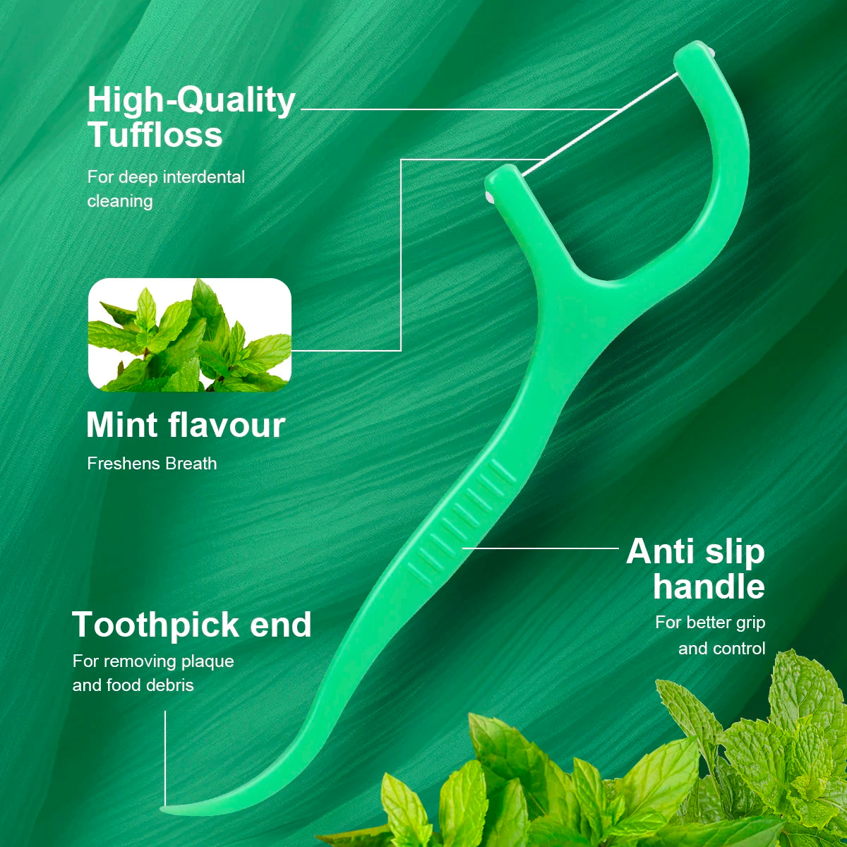Mint Dental Floss Stick - Home Portable Disposable Care Dental Floss Stick - Oral Care - Deep Cleaning - Interdental Cleaning
