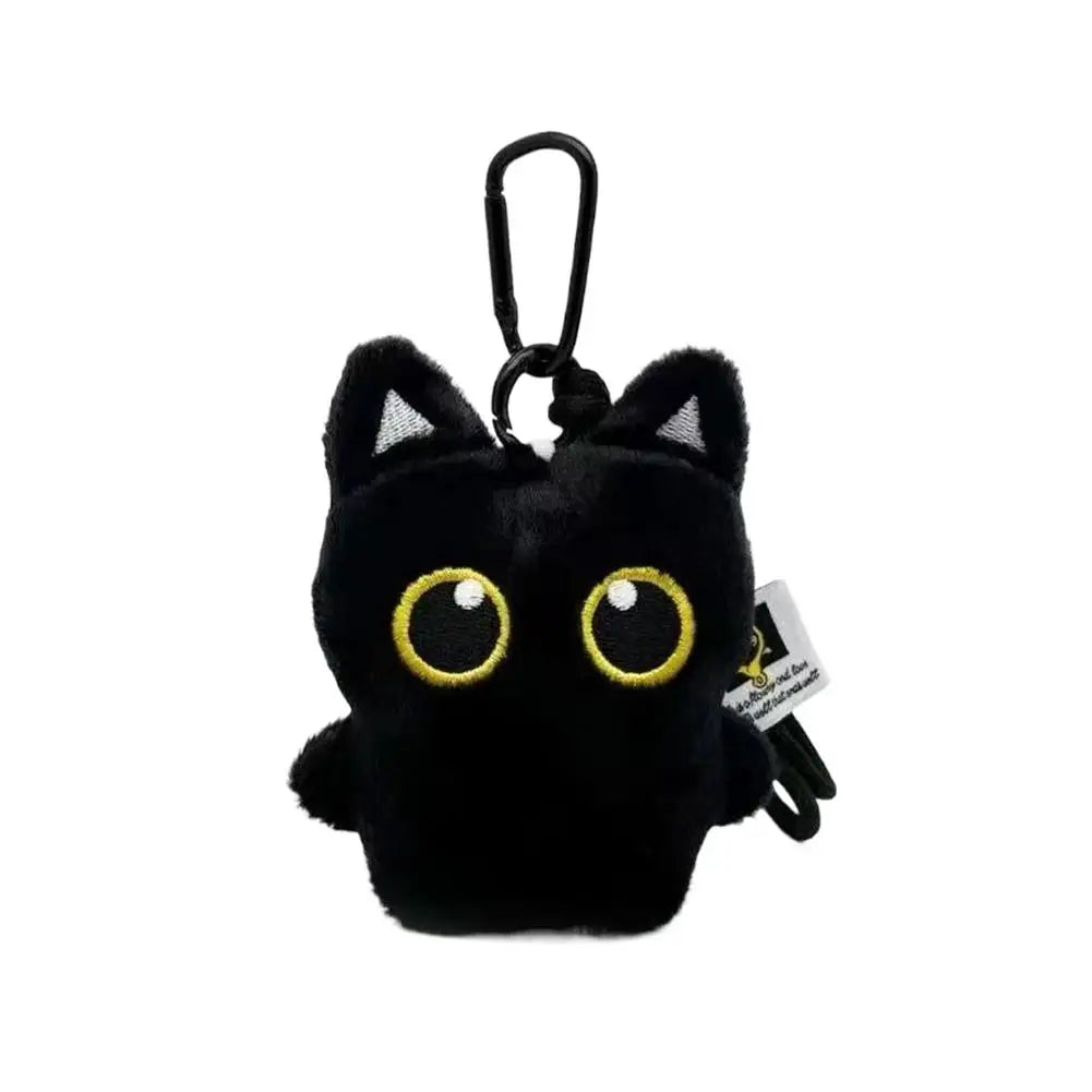 Cute Plush Black Cat Doll Toy Keychain Bag Pendant Charms Car Keyring Accessories For Women Couples Gift - D