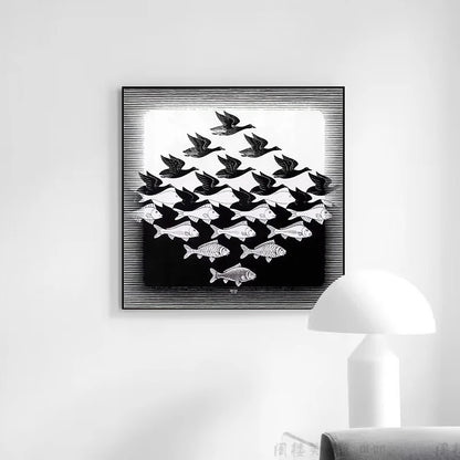 Modern Abstract Art Escher Surreal Geometric Artwork Posters Prints Canvas Painting Wall Art Pictures for Living Room Home De