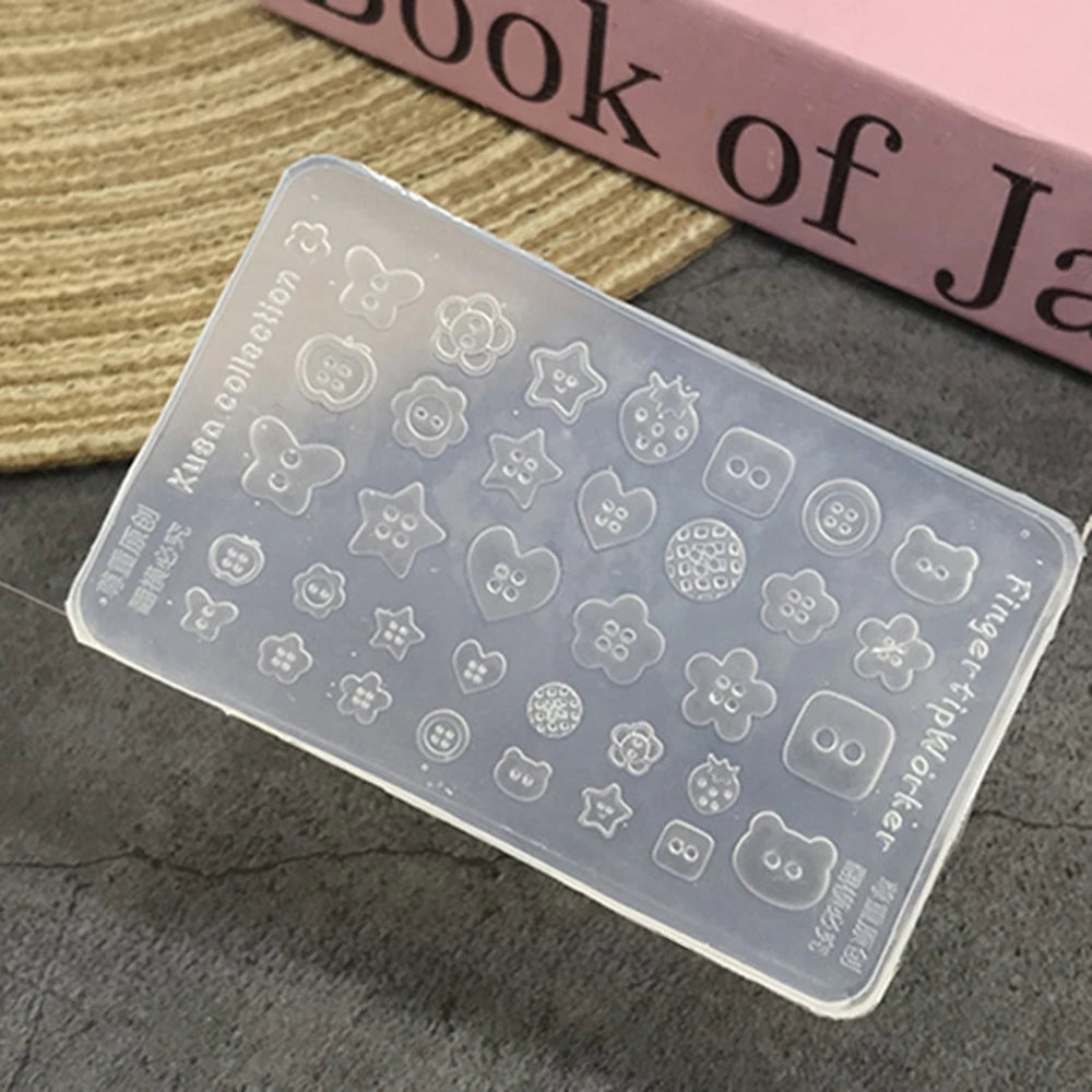 3D Buttons Nail Art Mold Silicone Cute Nail Charms Tool Women DIY Manicure Multi Shapes Button Small Model Resin Buckle Suppl