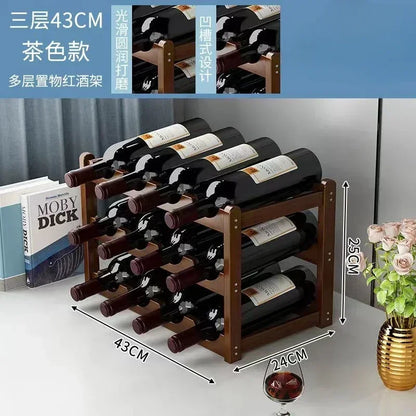 Red WineRack Decoration Household Grid Wine Display Rack Table Creative WineBottle rack Simple wine Cabinet Assemble StorageR