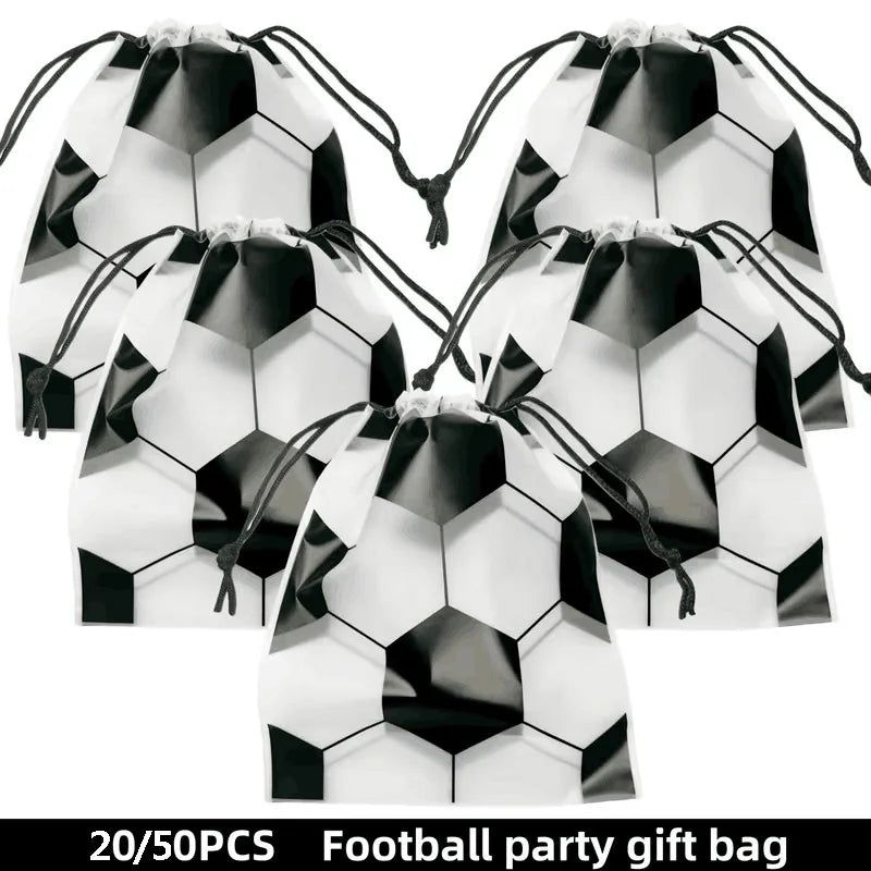20/50Pcs Soccer Party Drawstring Bag Football Sports Theme Birthday Favors Treat Bag Team Celebration Gift Decoration Supplie