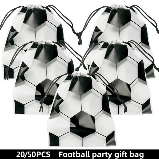 20/50Pcs Soccer Party Drawstring Bag Football Sports Theme Birthday Favors Treat Bag Team Celebration Gift Decoration Supplie