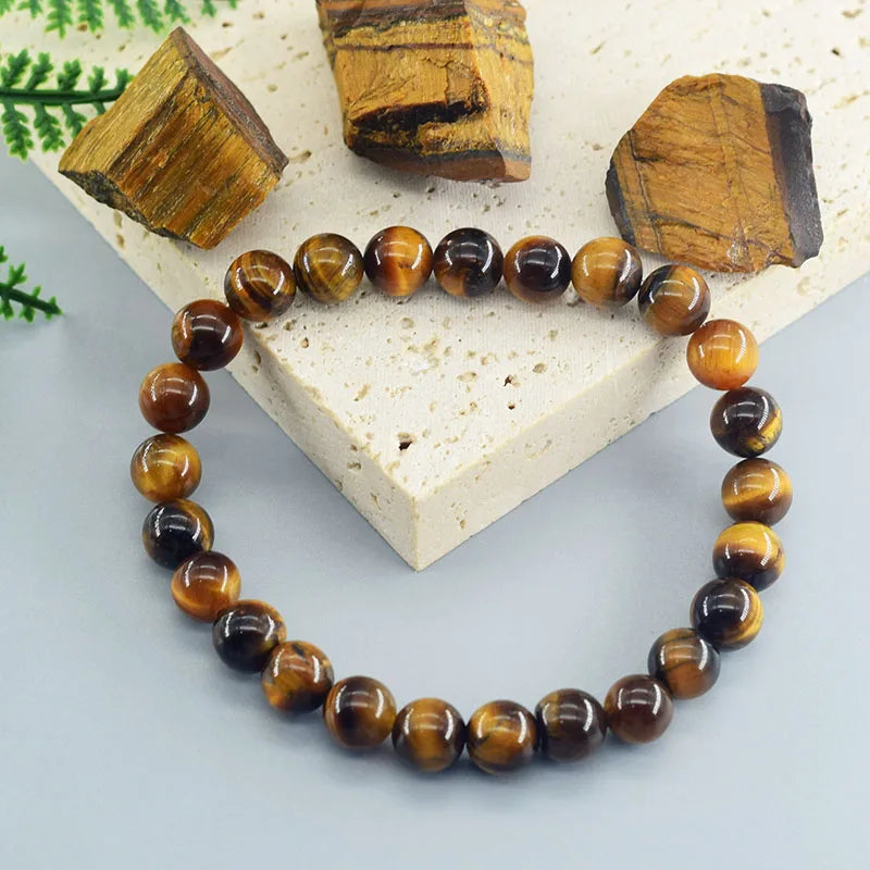 5A Natural Tiger Eye Bracelets Men Women Charm Natural Stone Jewelry Health Protection Soul Healing Couple Crystal Bead Brace