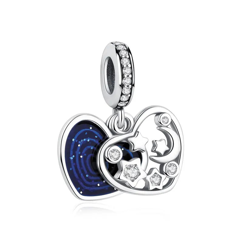 925 Sterling Silver Charms Fit Original Bracelets Star Moon Sun Spaceman Pendant Beads DIY Women Necklaces Jewelry - 14