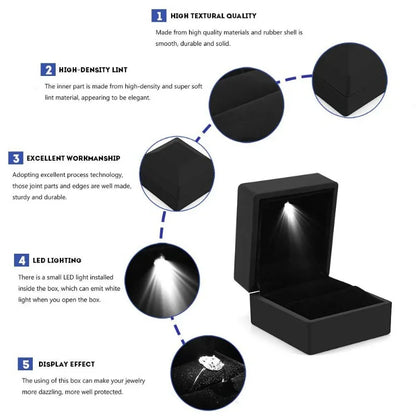 Jewelry Box with Light for Display Gift Earring Necklace Engagement Rings Case Packaging Showcase LED Boxes Cases Packaging B