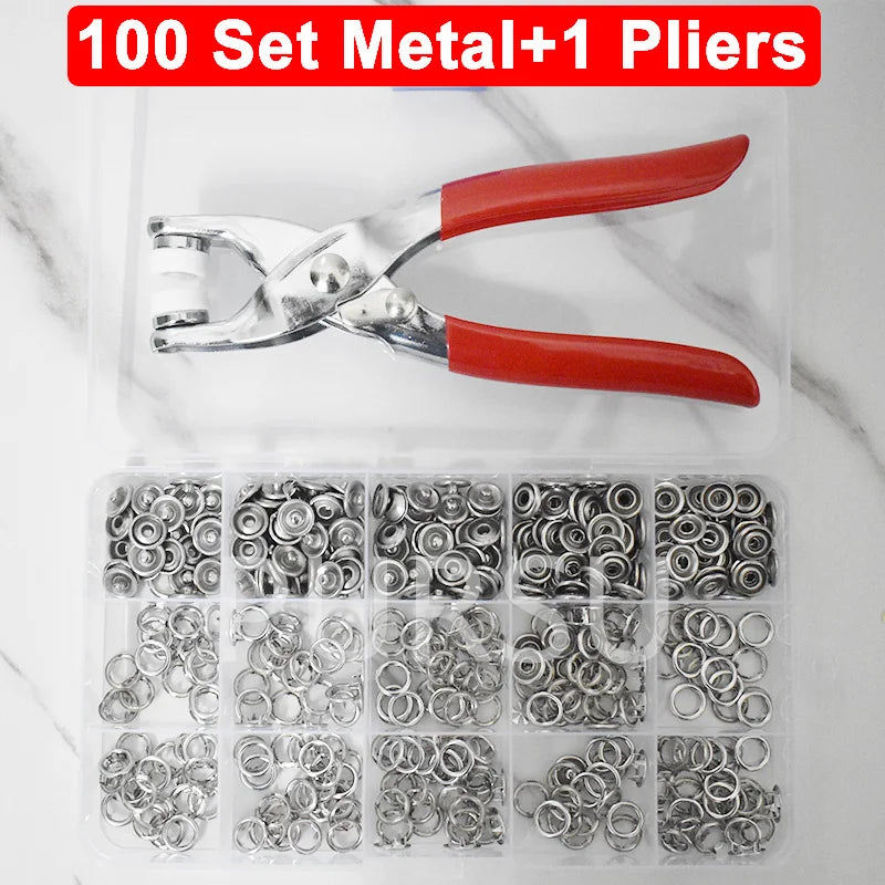 9.5mm Metal Hollow Five-Claw Snap Button For Installing Clothes Bag Sewing And DIY Craft Hand Pliers Tool - Type A